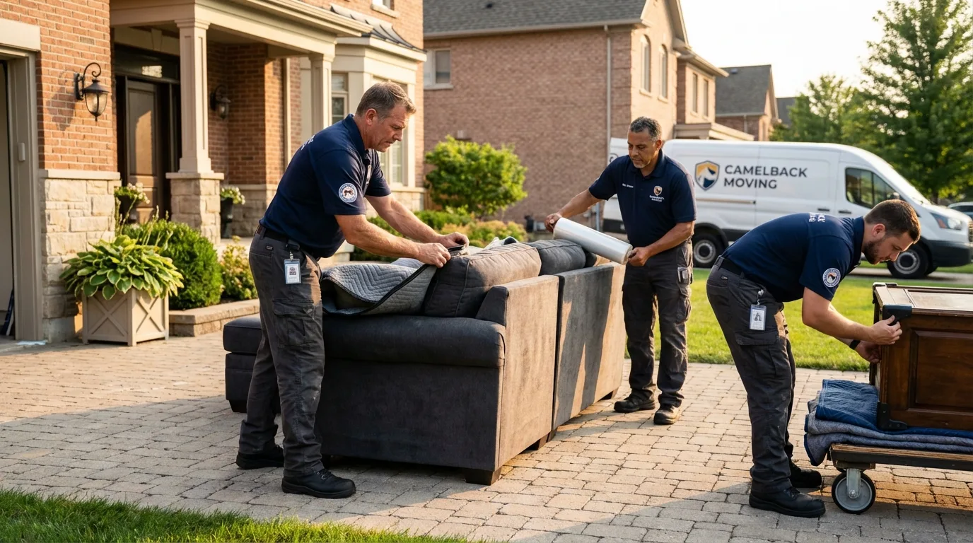 Large estate moving crew wrapping furniture in Goodlettsville, TN